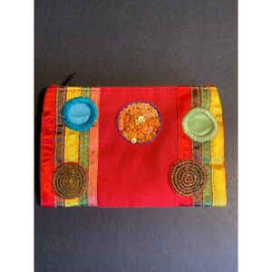 Women's Unbranded Red Multicolor Embellished Clutch change purse One Size